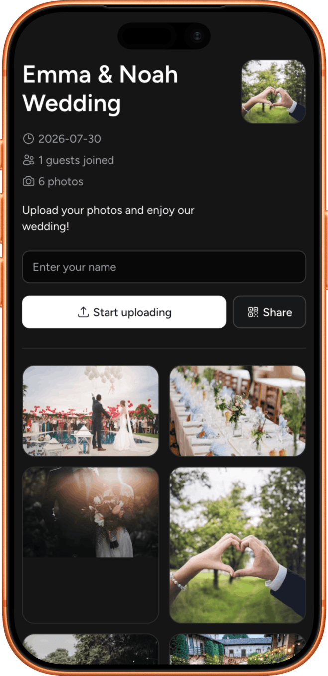 Newly married couple celebrating outside